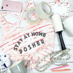 Stay at Home Posher Playful Coral Tank pink stripe tie dye